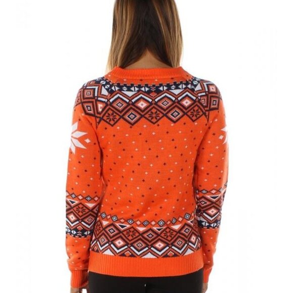 Illinois Fighting Illini Holiday Knit Sweater Orange V-Neck Size Medium - Picture 2 of 8